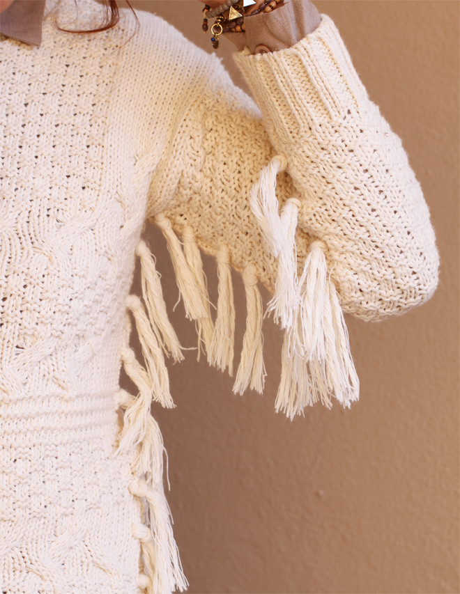 Old Khaki Fringed Knit